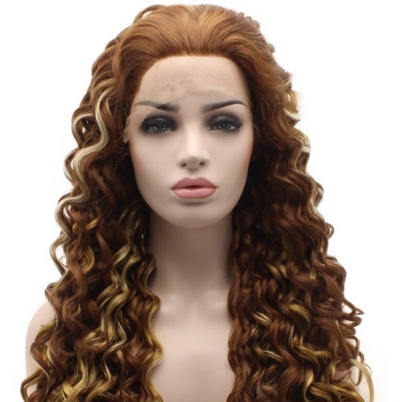 ? ?24” AUBURN HIGHLIGHTS CURLY LACE WIG ? *NWT*